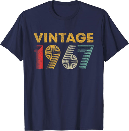 Vintage 1967 58th Birthday Gift Men Women 58 Years Old T-Shirt - T-Shirt | Navy