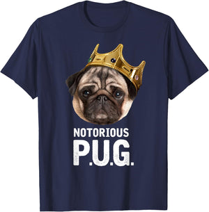 Notorious P.U.G. - Funny Cute Rap Parody Pug Dog T-Shirt - T-Shirt | Navy