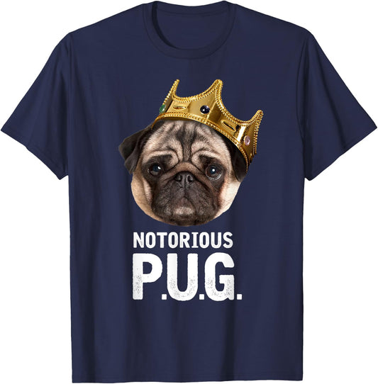 Notorious P.U.G. - Funny Cute Rap Parody Pug Dog T-Shirt - T-Shirt | Navy