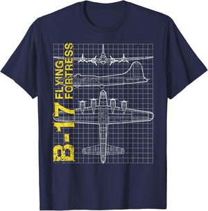 B-17 Flying Fortress gift, Air Force, Aviation design T-Shirt - T-Shirt | Navy