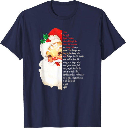 Santa Twas the Night Before Christmas Matching Pajamas T-Shirt - T-Shirt | Navy