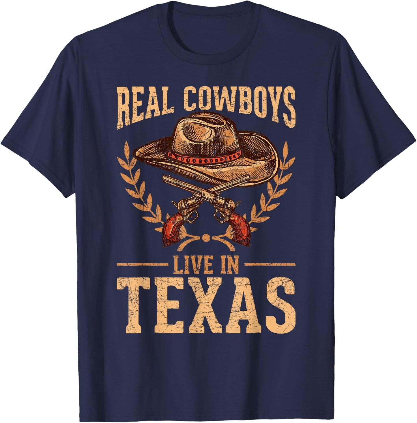 US State Texas Flag Patriotic Texan Cowboy Hat USA Texas T-Shirt - T-Shirt | Navy