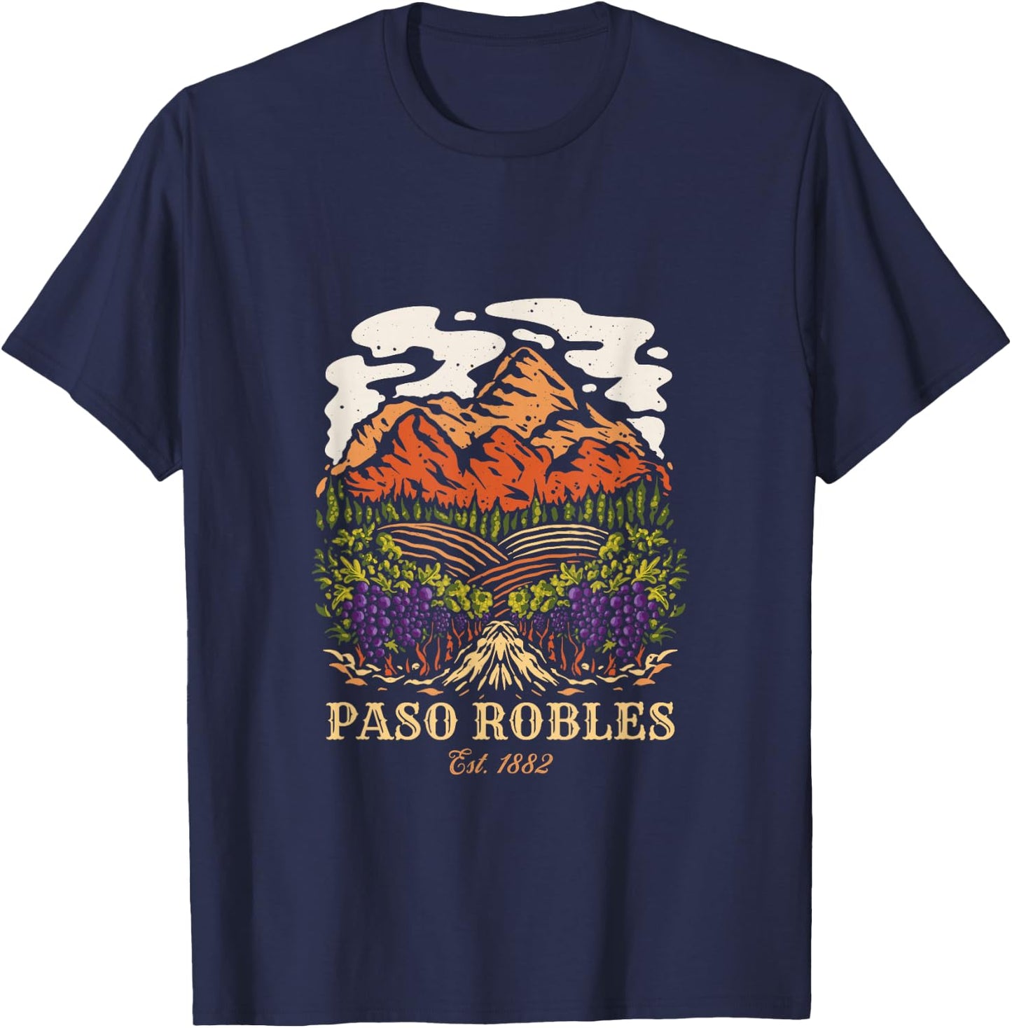 Paso Robles Vineyard California Winery Wine Lover T-Shirt - T-Shirt | Navy