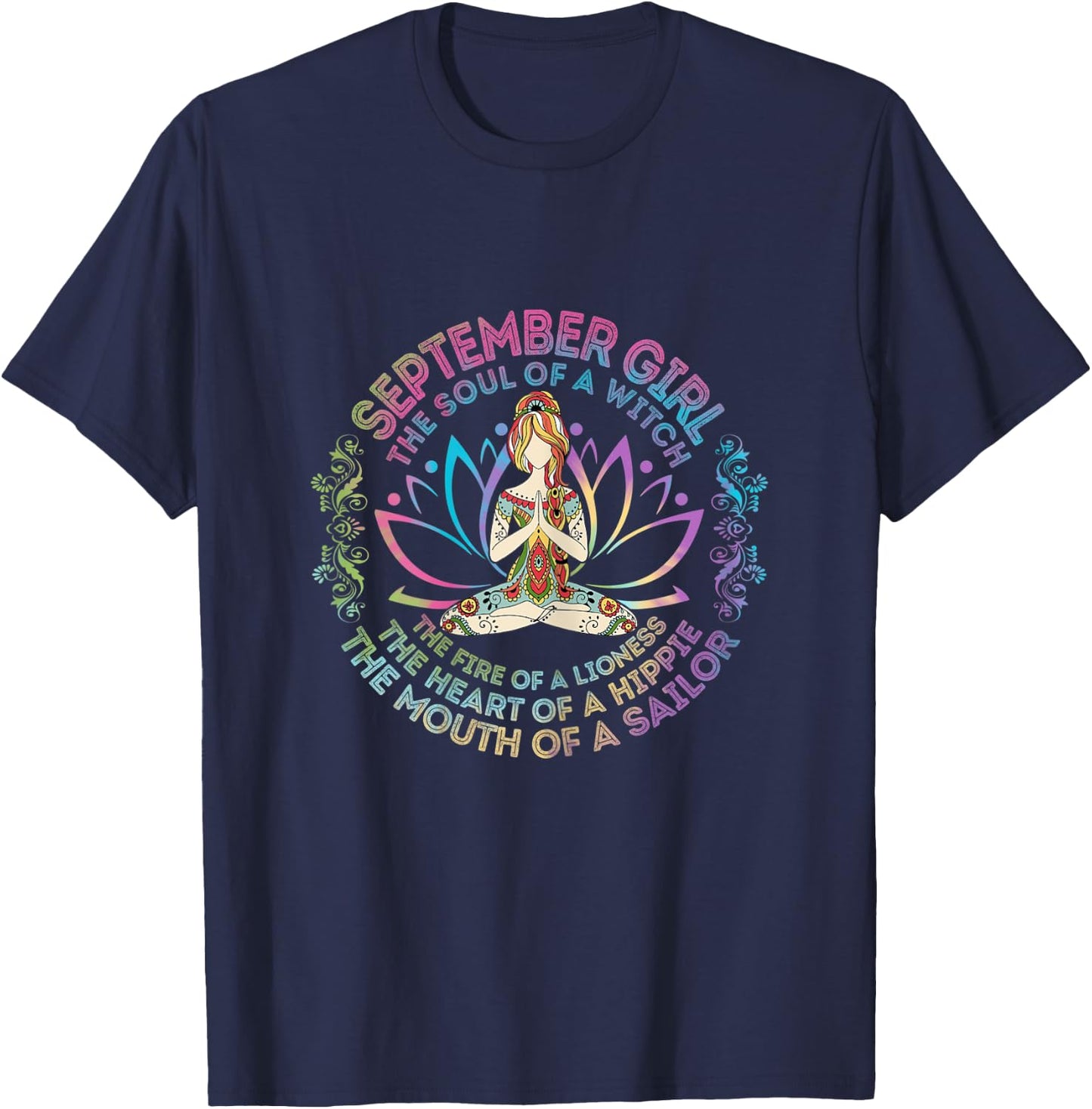 September Girl The Soul Of A Witch Birthday Hippie Soul T-Shirt - T-Shirt | Navy