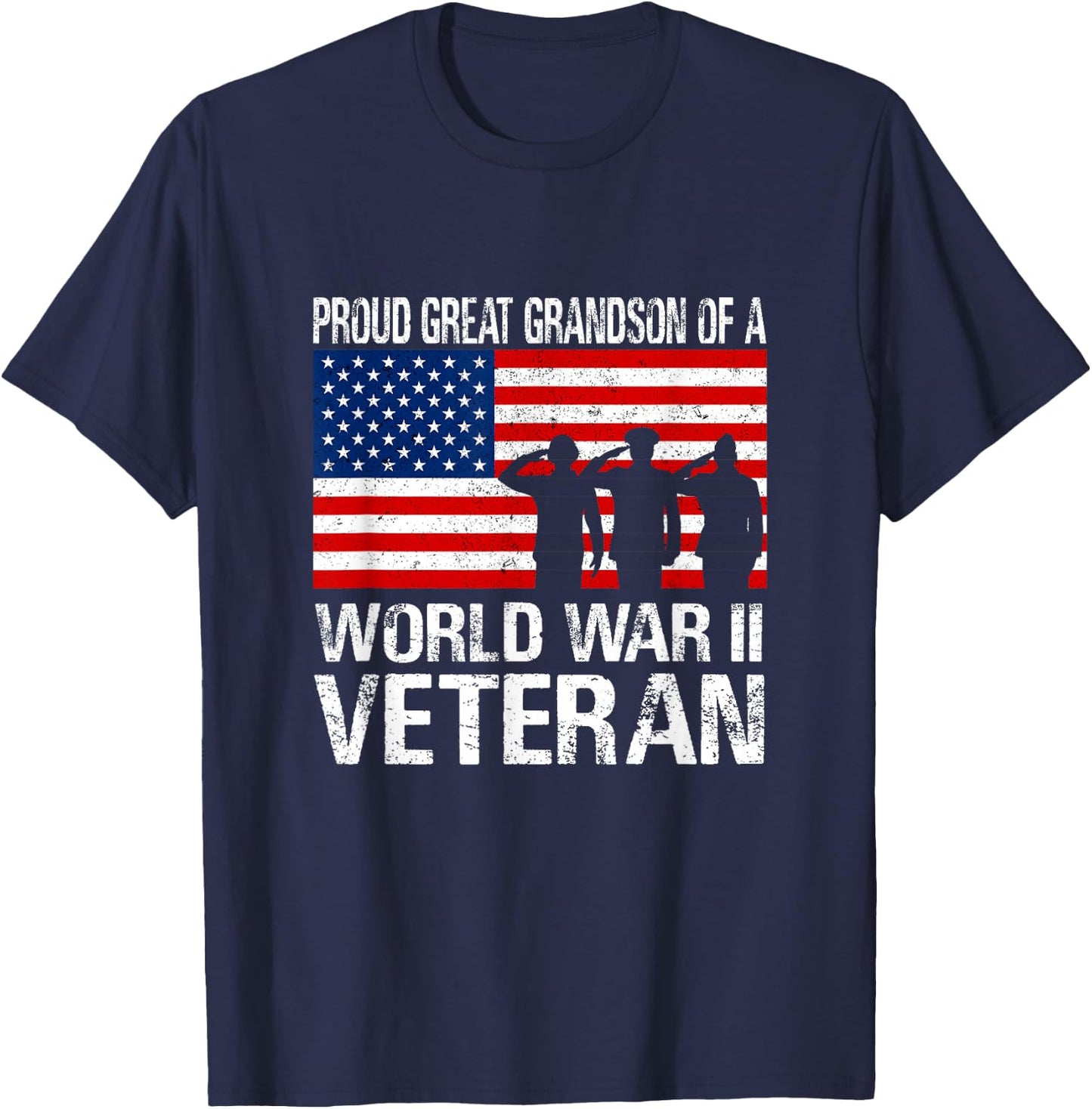 Proud Great Grandson of a WW II Veteran Family Matching Vet T-Shirt - T-Shirt | Navy