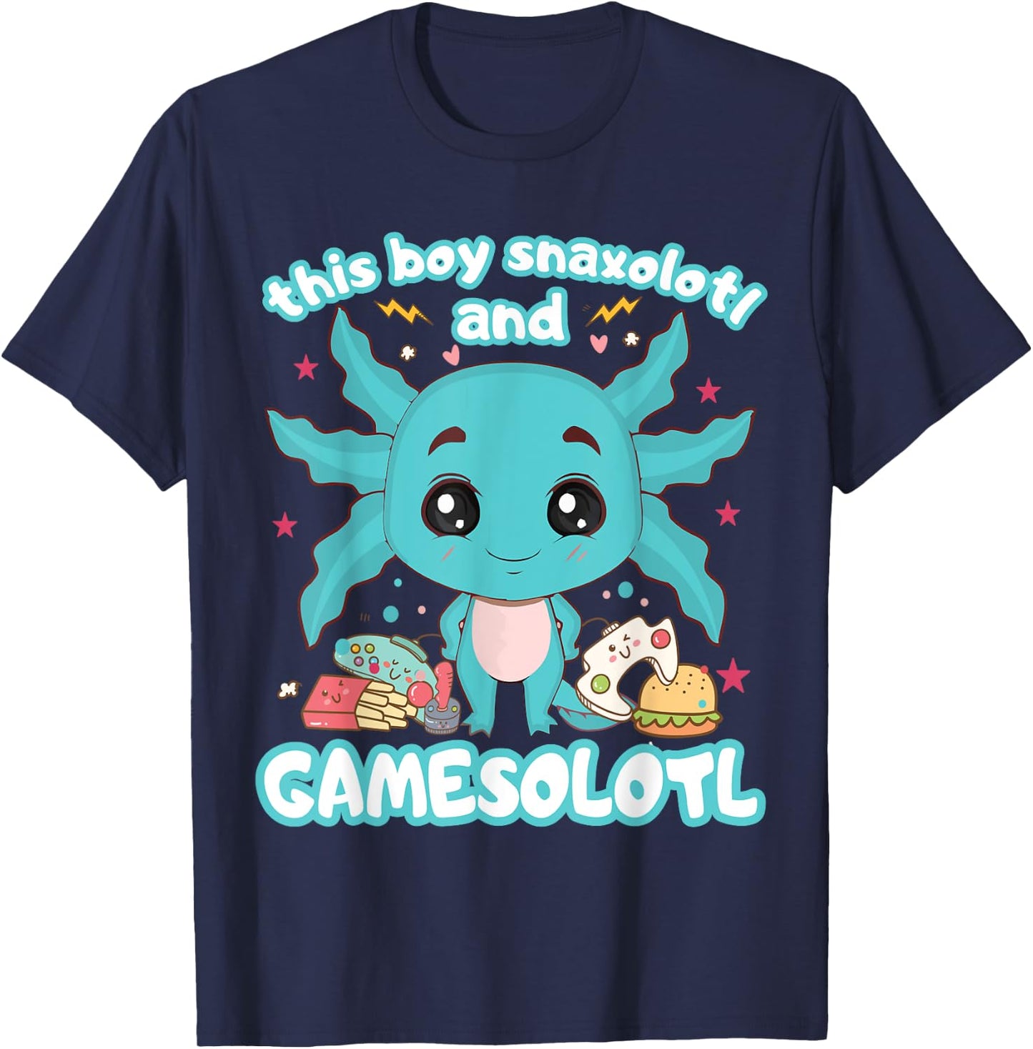 Gamesolotl Gamer Axolotl Gamer Boy Snaxolotl Gamesolotl T-Shirt - T-Shirt | Navy