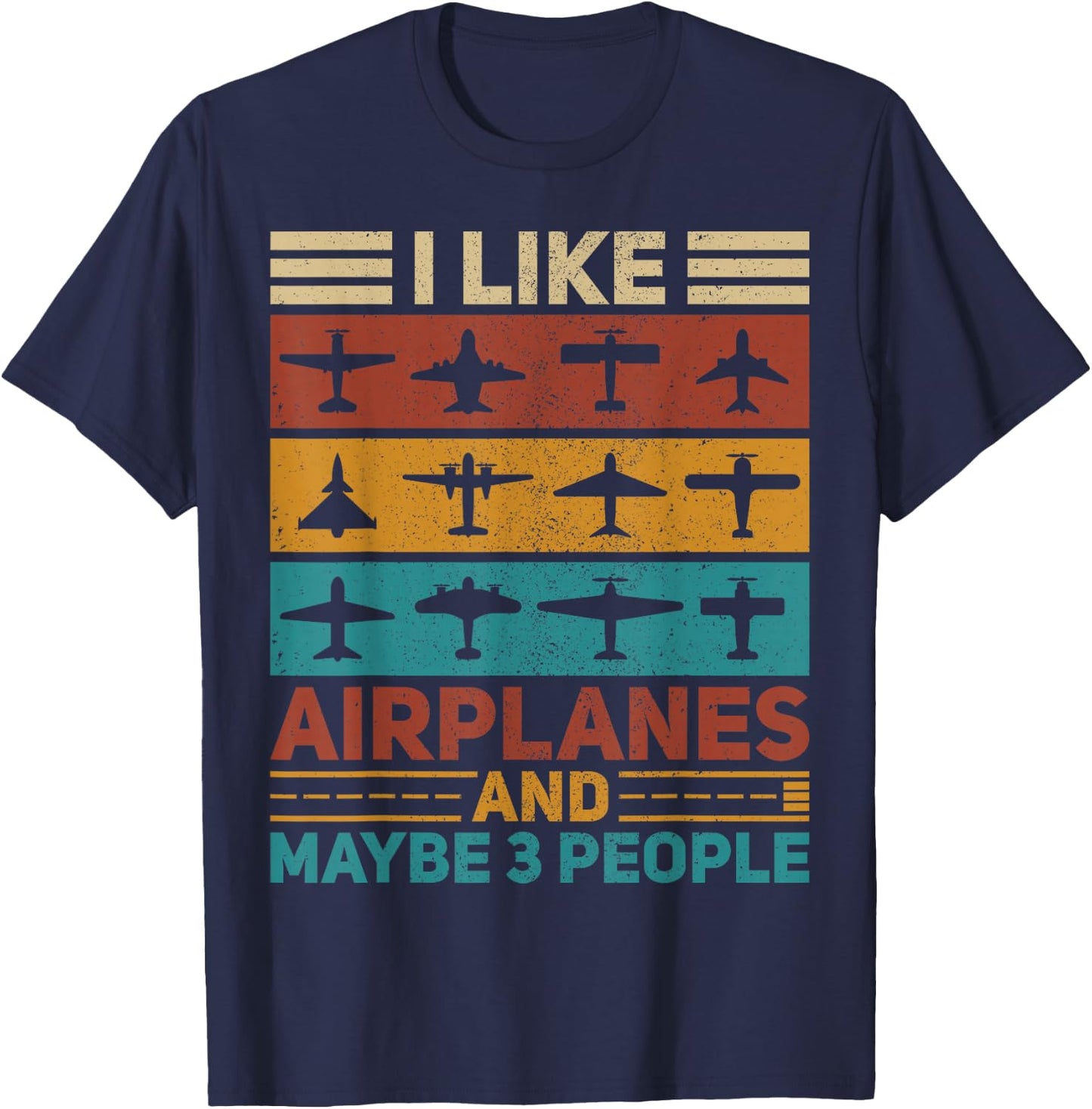 Vintage Airplanes Funny Pilot Plane Aviation Retro Airplane T-Shirt - T-Shirt | Navy