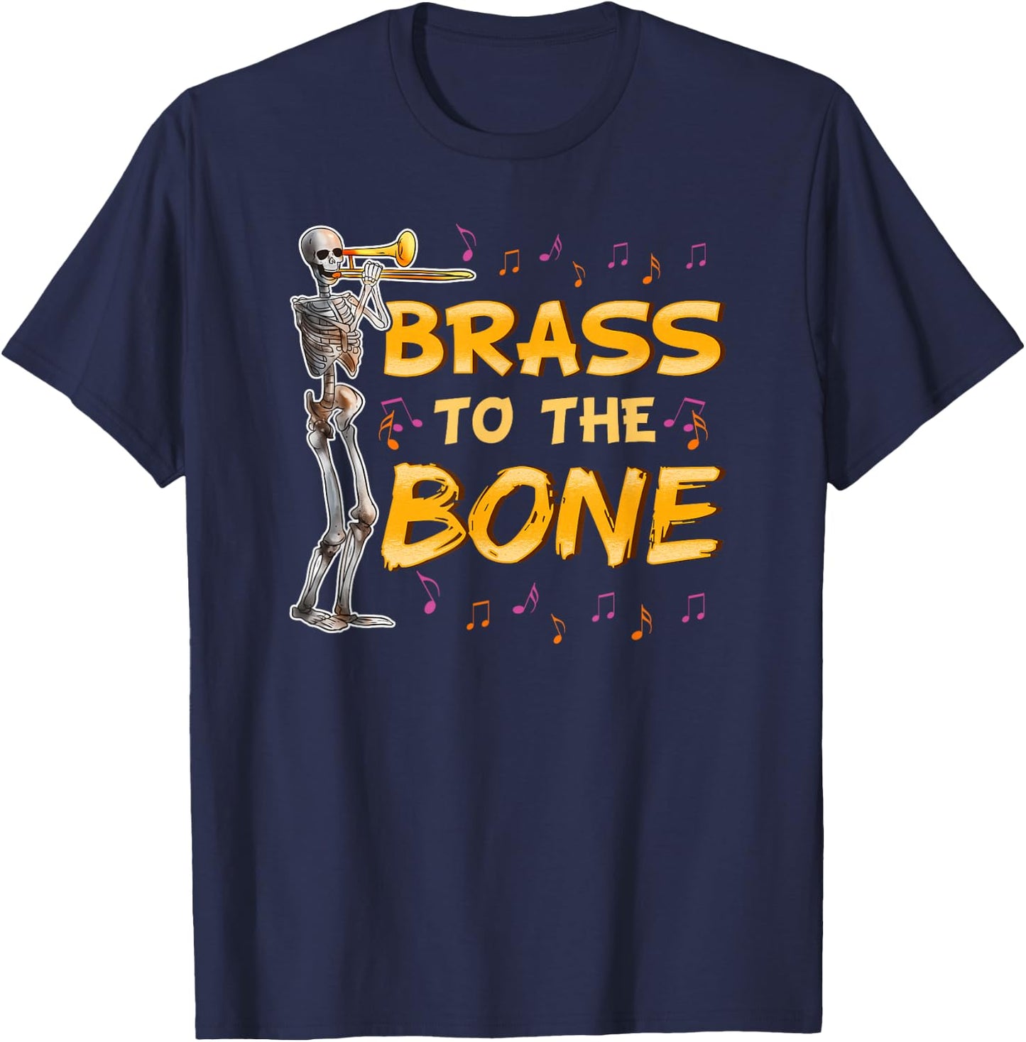 Trombone Shirt Funny Men Women Youth Skeleton Trombonist T-Shirt - T-Shirt | Navy