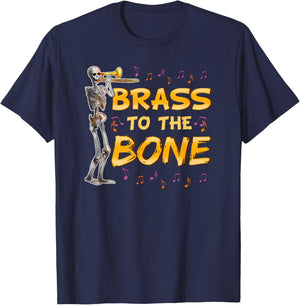 Trombone Shirt Funny Men Women Youth Skeleton Trombonist T-Shirt - T-Shirt | Navy