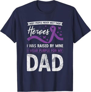 I Wear Purple For My Dad Heroes Pancreatic Cancer Awareness T-Shirt - T-Shirt | Navy