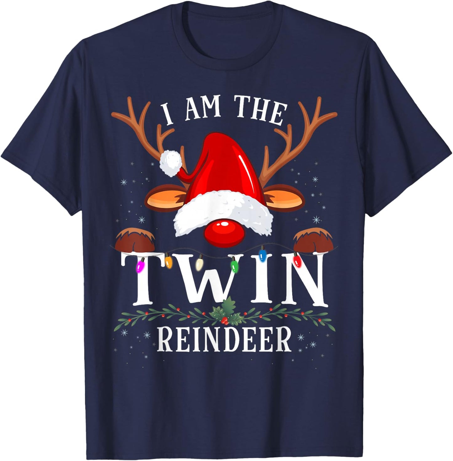 I Am The Twin Reindeer Christmas Family T-Shirt - T-Shirt | Navy