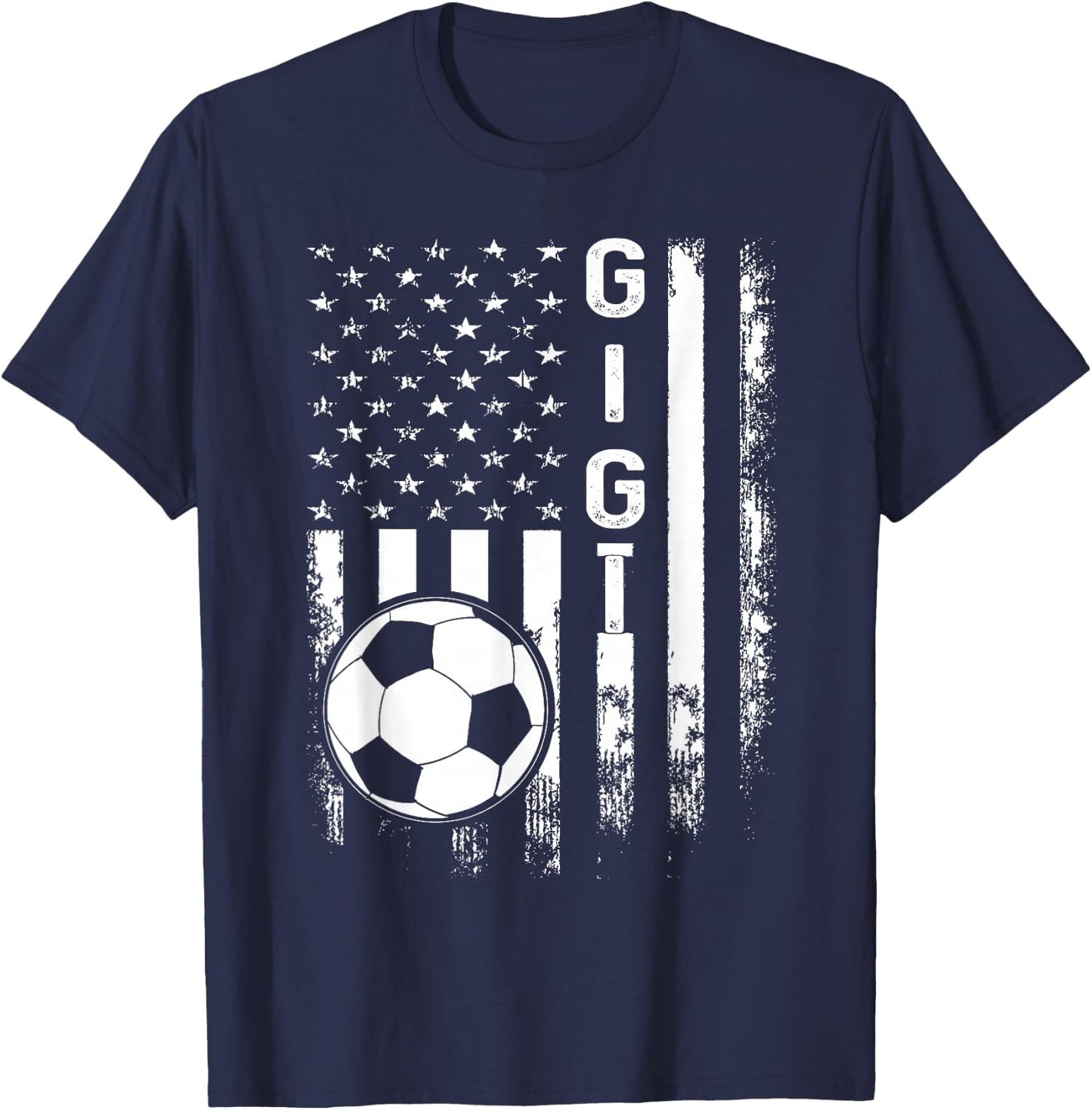 Soccer Gigi American Flag Vintage Christmas Xmas T-Shirt - T-Shirt | Navy