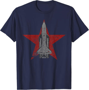 Buran Soviet Spacecraft Vintage Red Star Space T-Shirt - T-Shirt | Navy