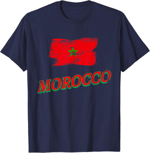 Vintage Morocco Flag Moroccan 2026 Pride Lovers T-Shirt - T-Shirt | Navy