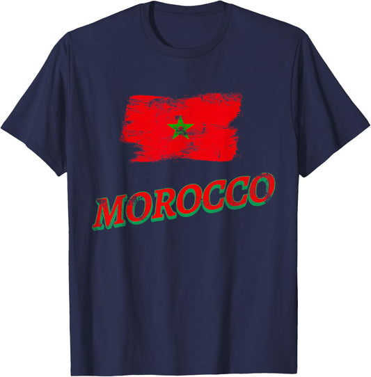 Vintage Morocco Flag Moroccan 2026 Pride Lovers T-Shirt - T-Shirt | Navy