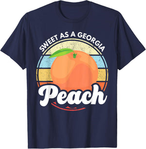 Sweet As A Georgia Peach Southern Belle Georgia Peach State T-Shirt - T-Shirt | Navy