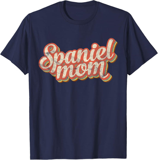 Vintage Spaniel Mom Dog Lover Pet English Cocker Mama T-Shirt - T-Shirt | Navy