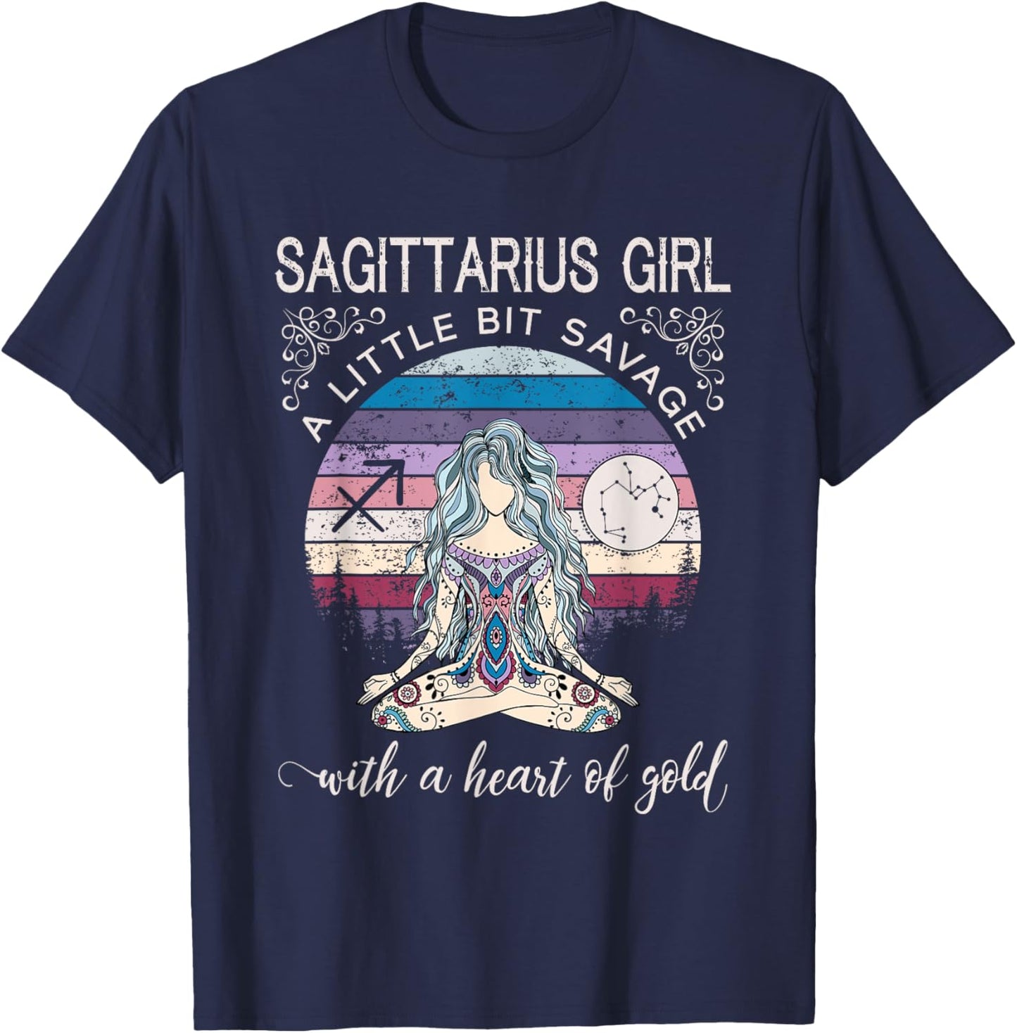 Sagittarius Girl Birthday Shirt December Gift T-Shirt - T-Shirt | Navy