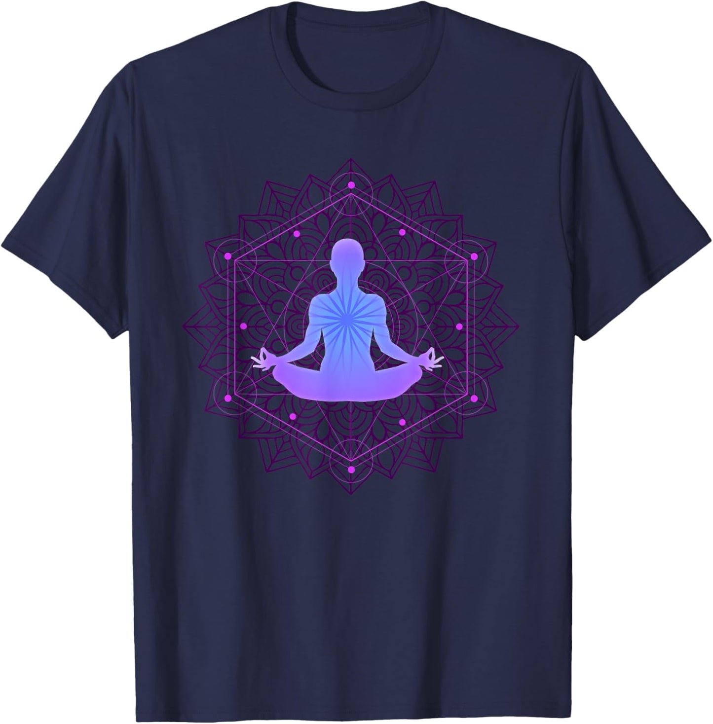 Inspiring Meditation Energy Yoga Spirit Woman In Harmony T-Shirt - T-Shirt | Navy