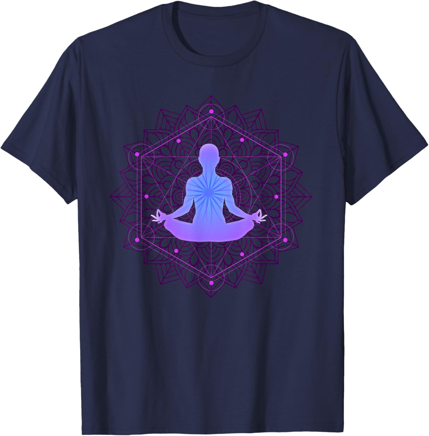 Inspiring Meditation Energy Yoga Spirit Woman In Harmony T-Shirt - T-Shirt | Navy