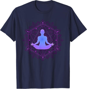 Inspiring Meditation Energy Yoga Spirit Woman In Harmony T-Shirt - T-Shirt | Navy