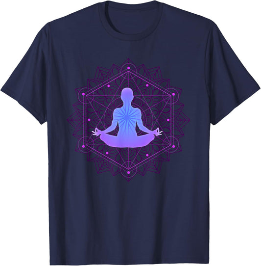 Inspiring Meditation Energy Yoga Spirit Woman In Harmony T-Shirt - T-Shirt | Navy