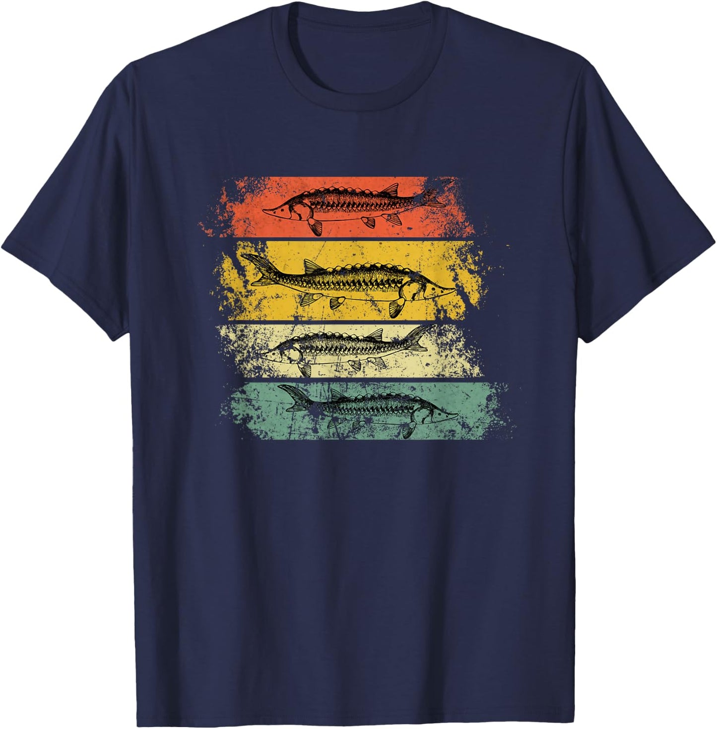 Retro distressed Sturgeon Beluga Grunge T-Shirt - T-Shirt | Navy