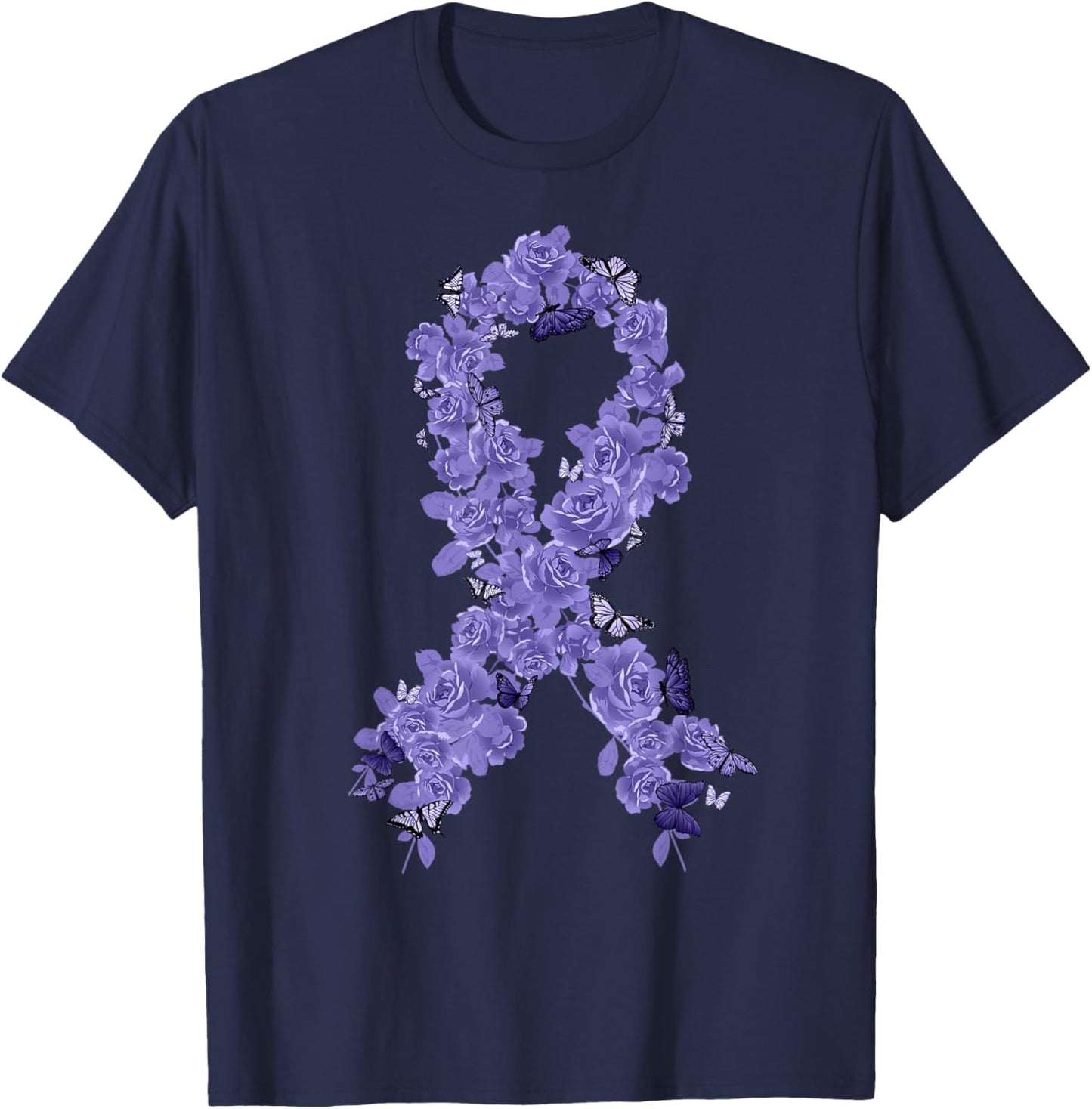 Violet Ribbon Hodgkin Lymphoma Awareness T-Shirt - T-Shirt | Navy