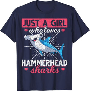 Just A Girl Who Loves Hammerhead Sharks Predator Hammerhead T-Shirt - T-Shirt | Navy