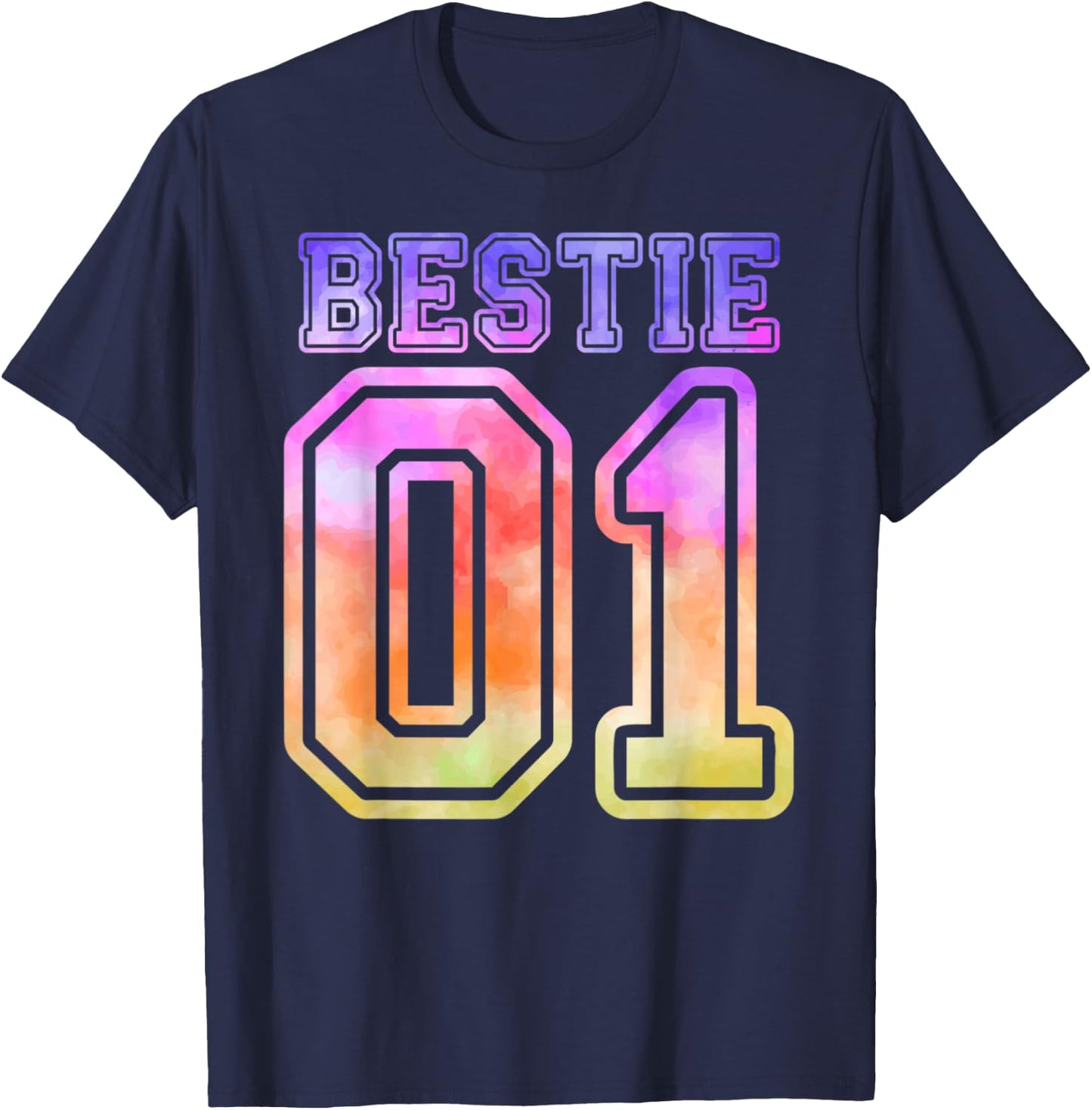 Funny BFF 01 Best Friend Matching Bestie Tie Dye T-Shirt - T-Shirt | Navy