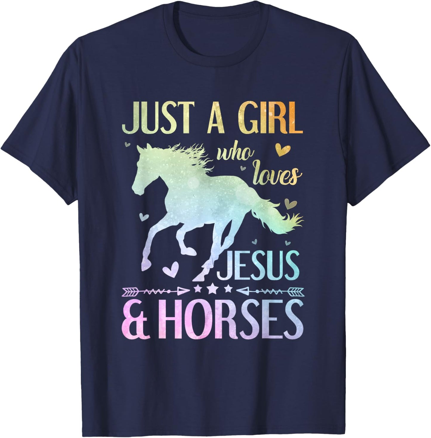 Jesus And Horses, Horse Gifts For Girls, Women T-Shirt - T-Shirt | Navy