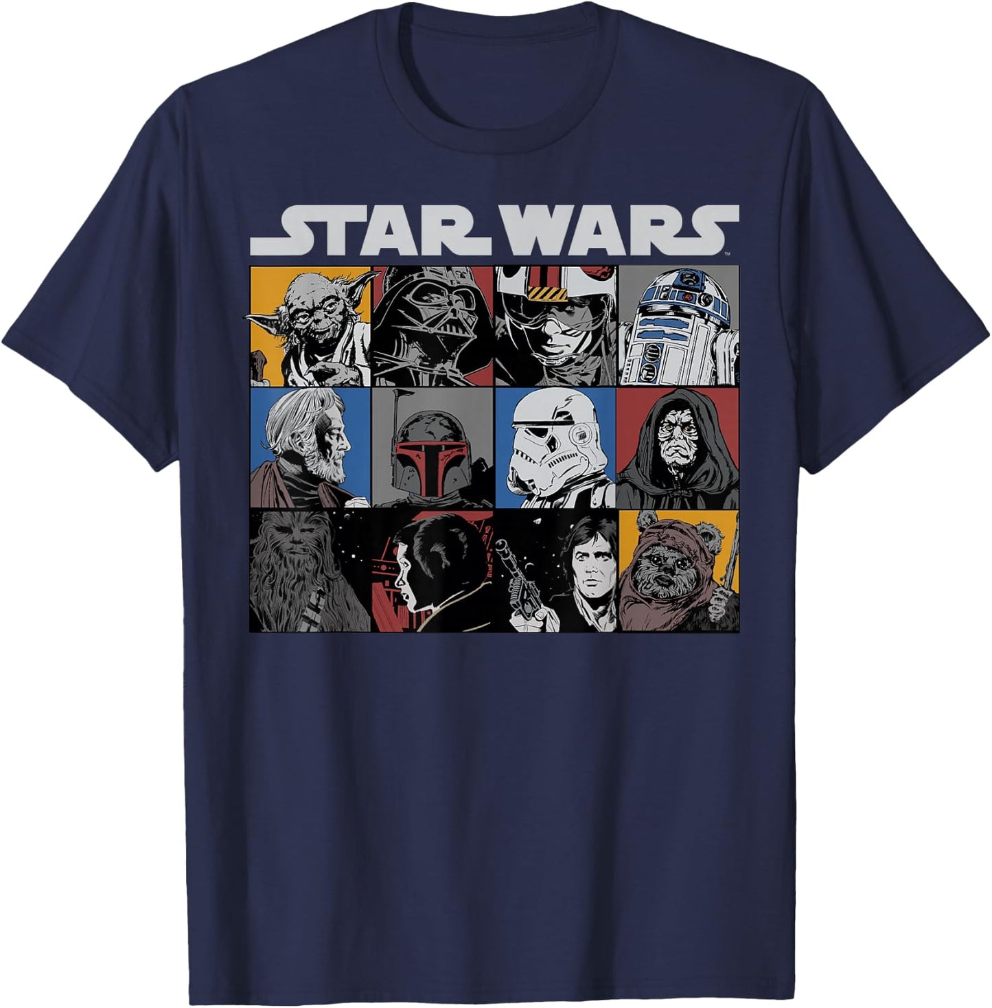 Star Wars Comic Style Character Boxes T-Shirt - T-Shirt | Navy