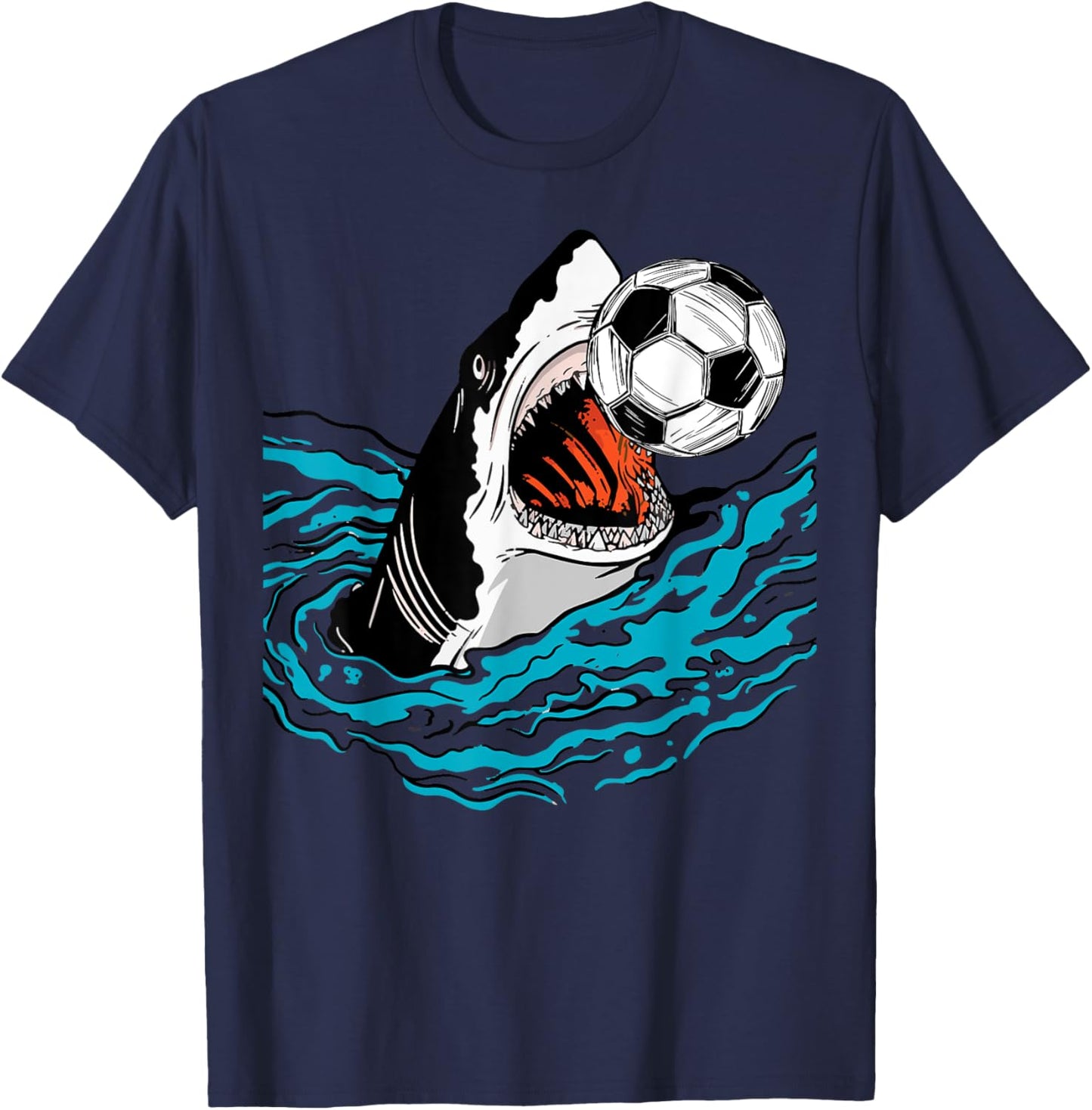 Soccer Shark Playing Ball Cool Animal Sports Lovers Gifts T-Shirt - T-Shirt | Navy