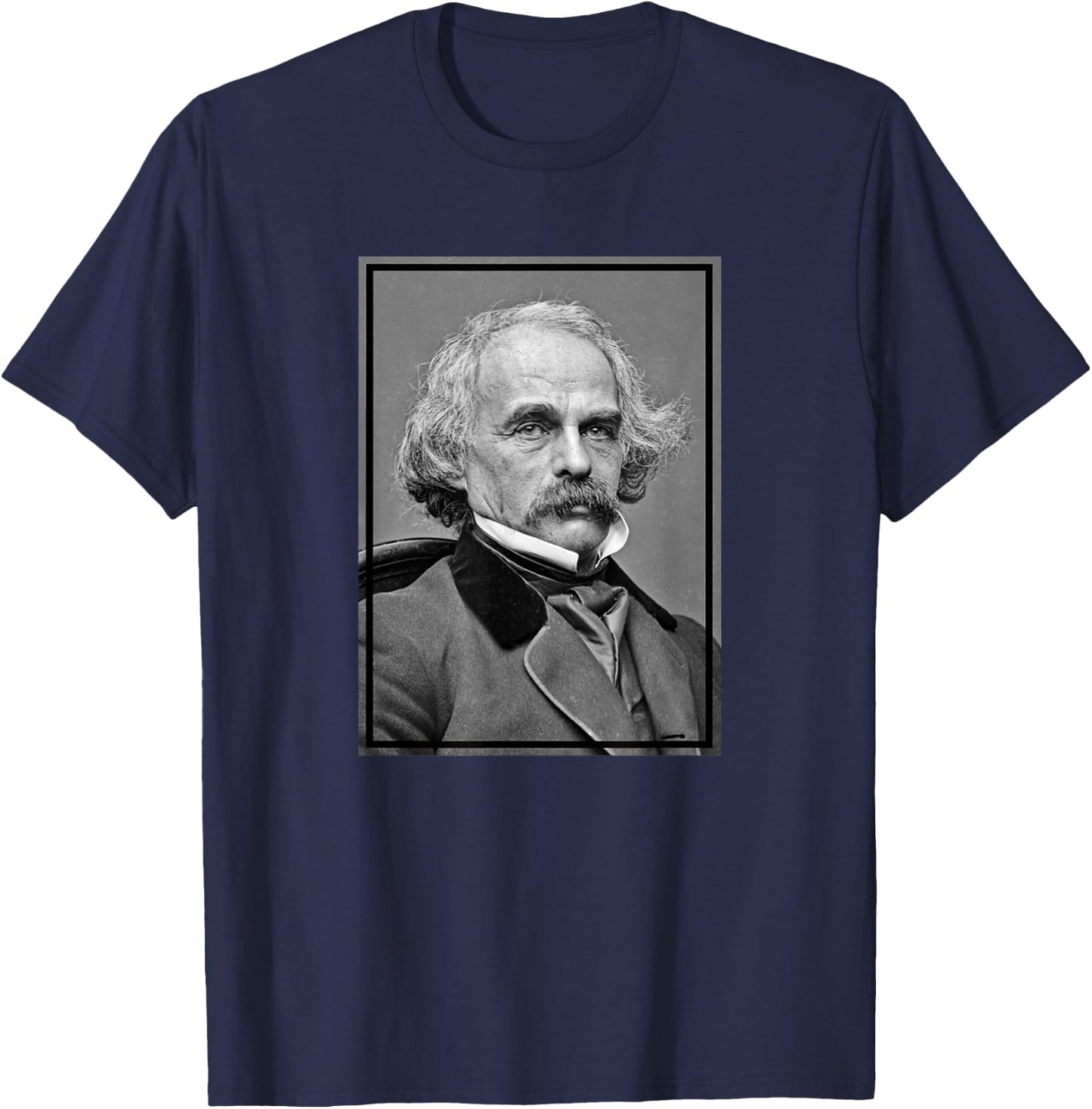 Nathaniel Hawthorne Photo Portrait T-Shirt - T-Shirt | Navy
