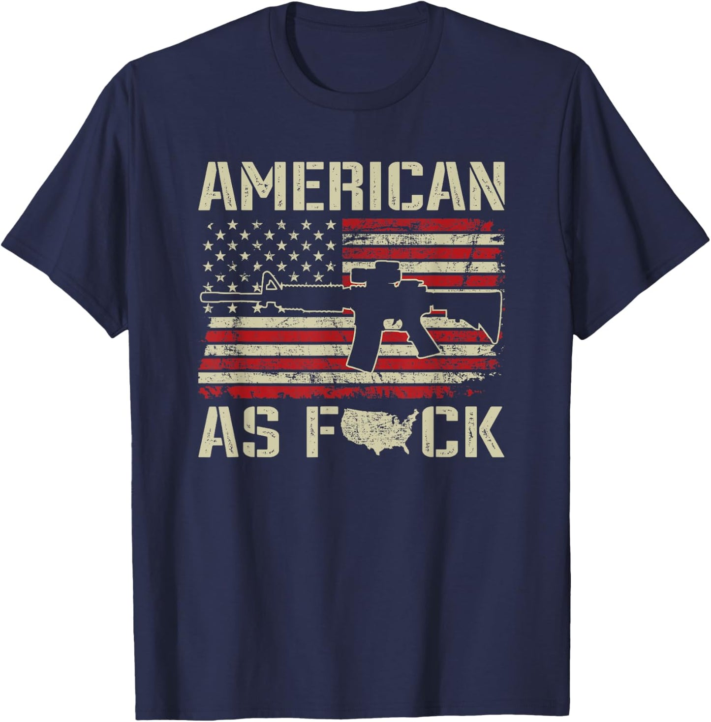 American As F#CK - AR15 Rifle Patriotic Pro Gun Rights USA Men T-Shirt - T-Shirt | Navy