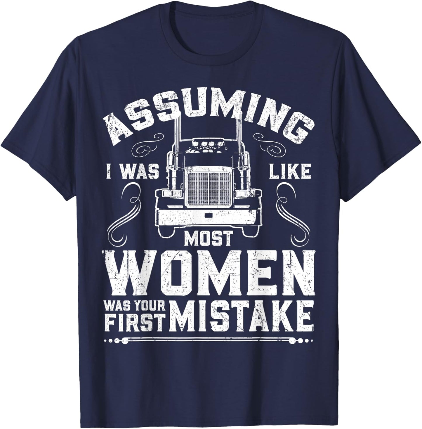 Woman Trucker Female Truck Driver T-Shirt - T-Shirt | Navy
