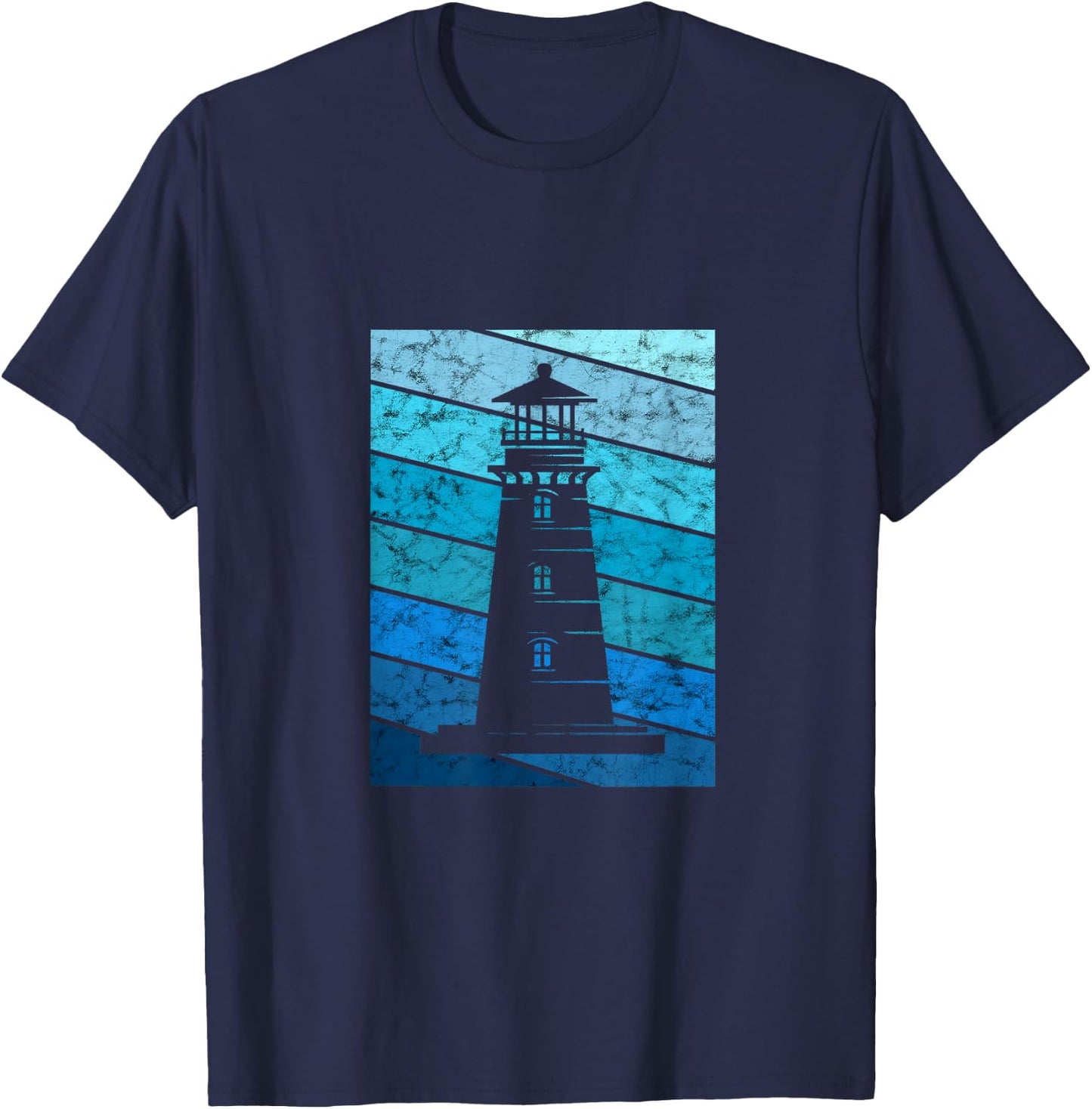 Lighthouse Retro Vintage Seaside Life Sailing Beach Lover T-Shirt - T-Shirt | Navy