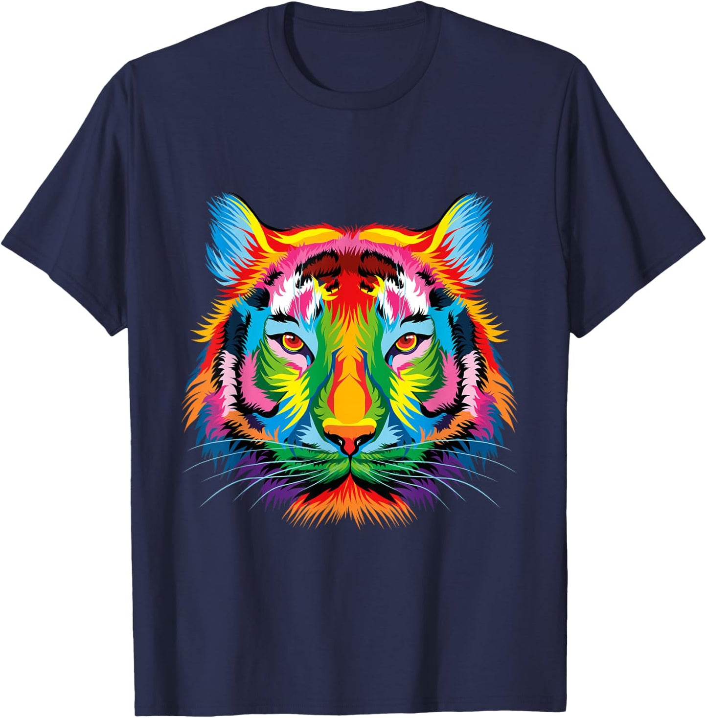 Bengal Tiger Pop Art Portrait For Colorful Tiger Lovers T-Shirt - T-Shirt | Navy