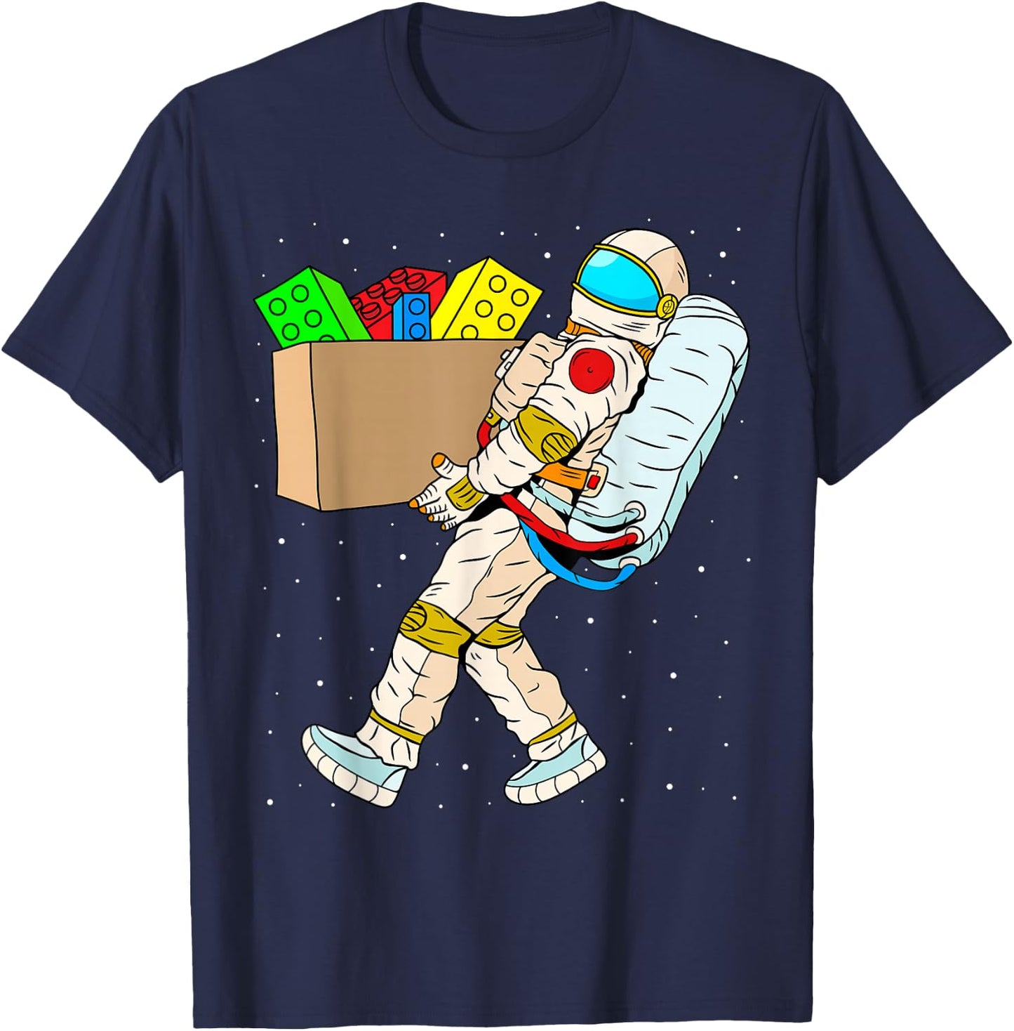 Space Astronaut Master Builder Boys Kids Building Blocks T-Shirt - T-Shirt | Navy