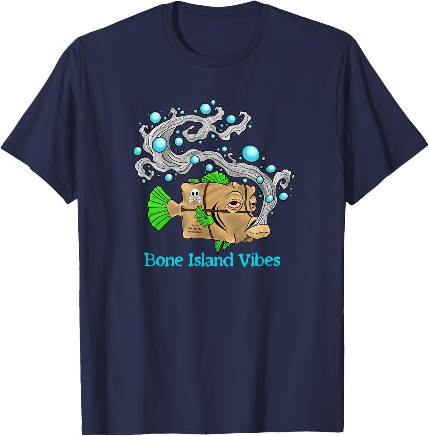 Bone Island Vibes Square Grouper T-Shirt - T-Shirt | Navy