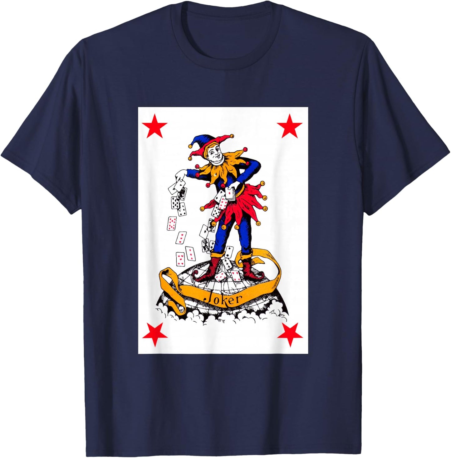 Joker Playing Card Vintage Red Clown Poker Costume T-Shirt - T-Shirt | Navy