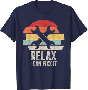 Vintage Retro Relax I Can Fix It Shirt Funny Mechanic T-Shirt - T-Shirt | Navy