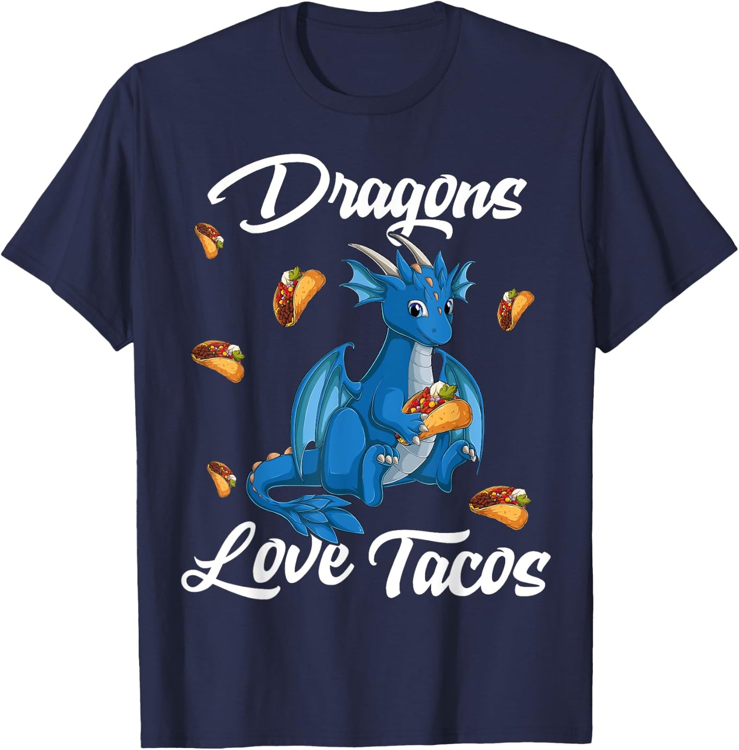 Dragons Love Tacos Mexican Food For Kids boys girls pjs T-Shirt - T-Shirt | Navy