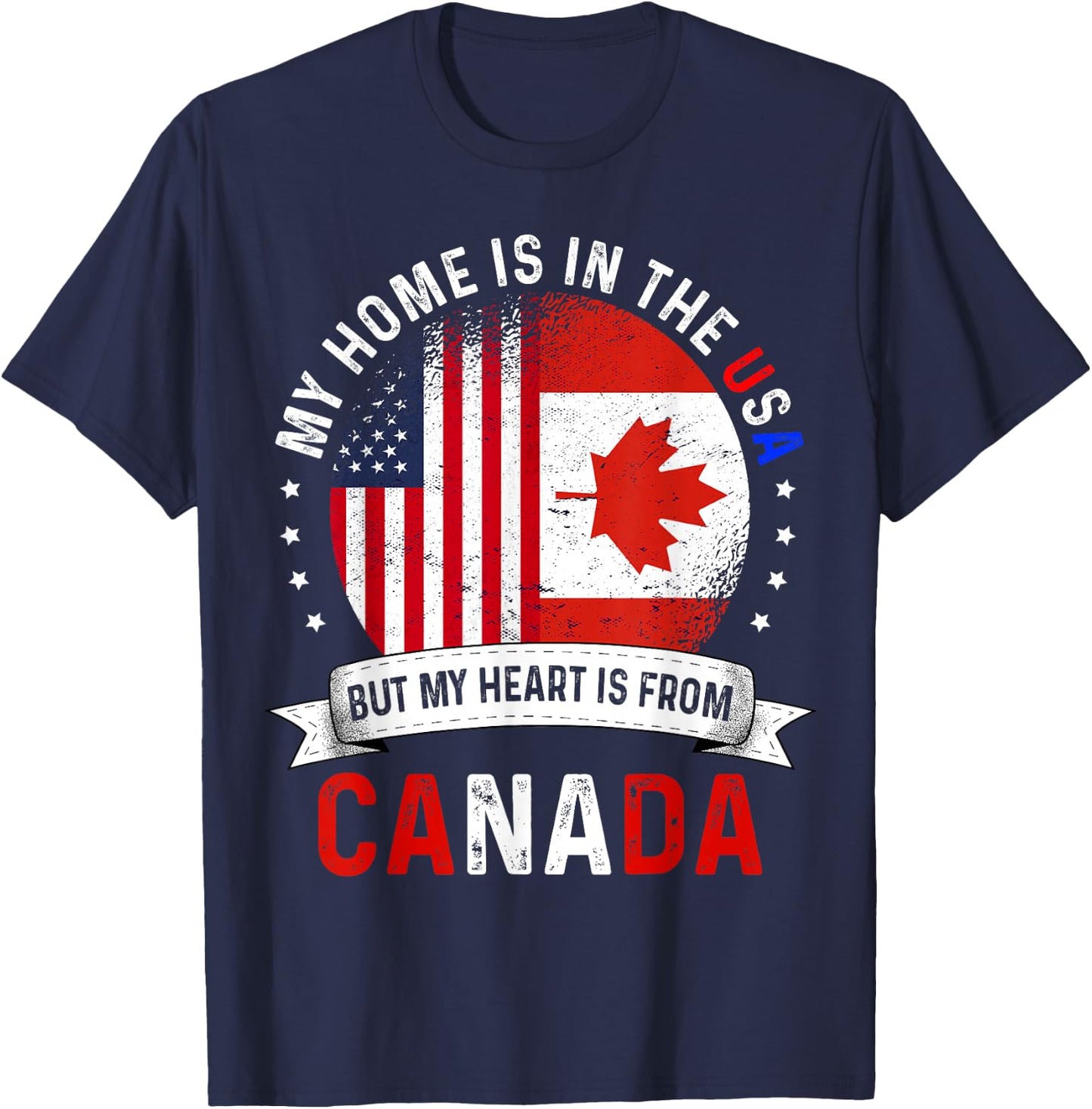 Canadian American Patriot Heart is from Canada Flag T-Shirt - T-Shirt | Navy