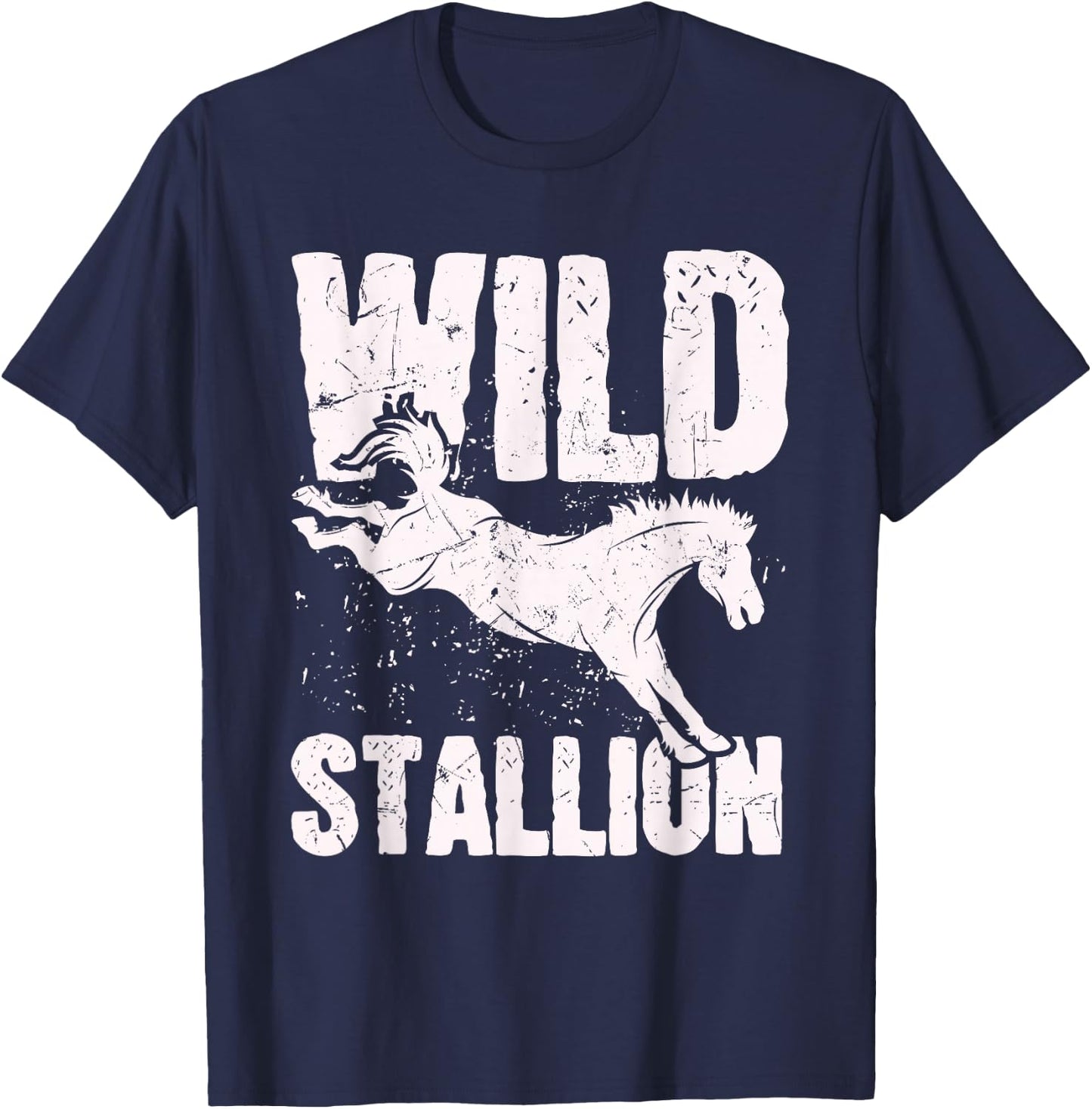 Cool Wild Stallion Rider Riding Horse Lover Horse Owners T-Shirt - T-Shirt | Navy