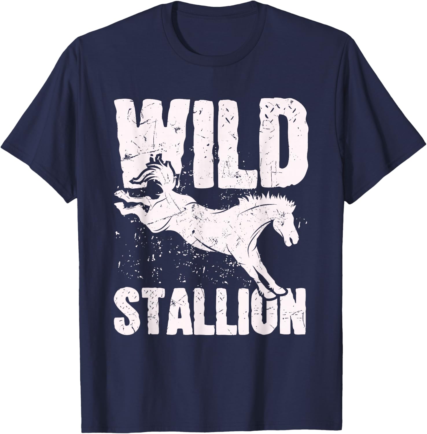 Cool Wild Stallion Rider Riding Horse Lover Horse Owners T-Shirt - T-Shirt | Navy