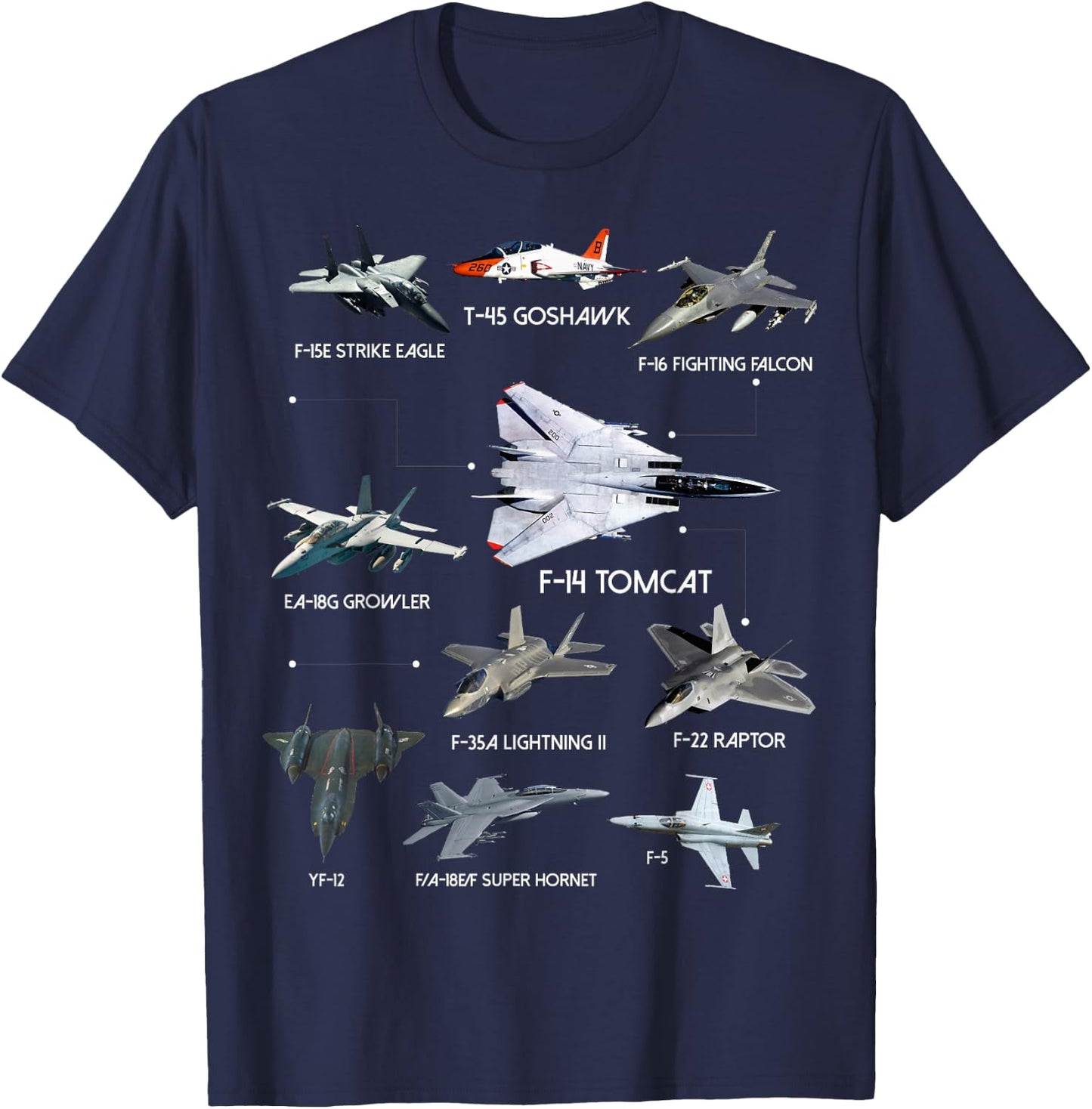 American Fighters Jets Funny Plane Aviation Enthusiasts T-Shirt - T-Shirt | Navy