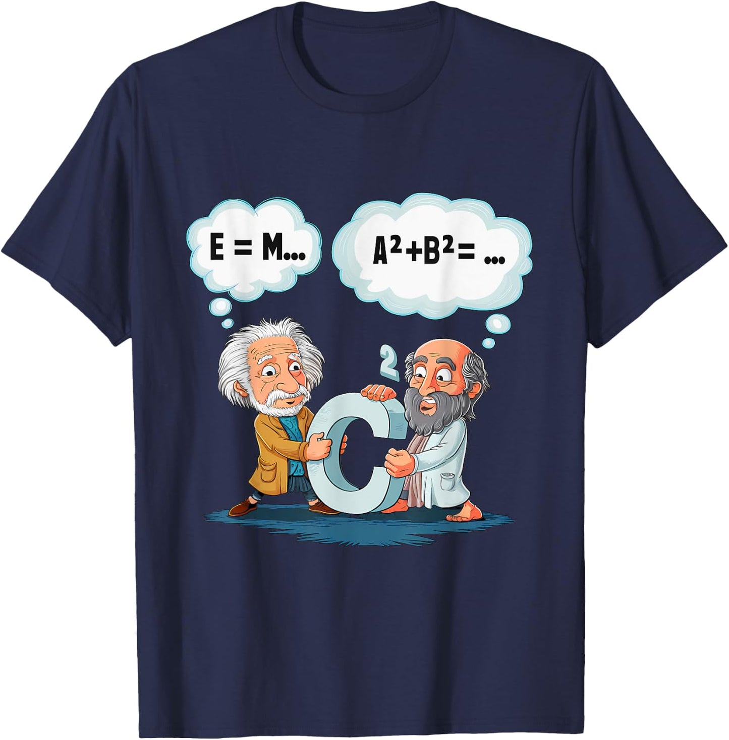 Funny Math E = MC² a² + b² = c² Groovy Science T-Shirt - T-Shirt | Navy