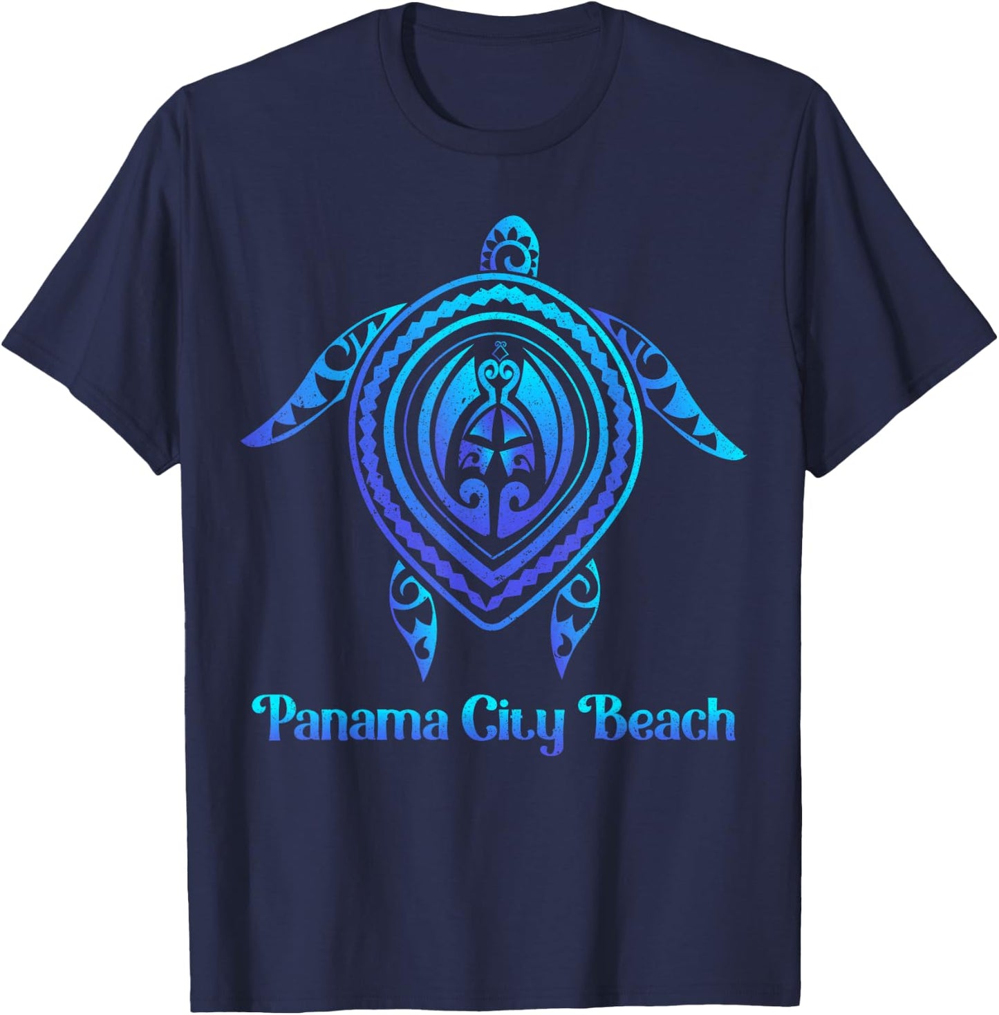 Panama City Beach Florida Souvenirs Tropical Blue Sea Turtle T-Shirt - T-Shirt | Navy