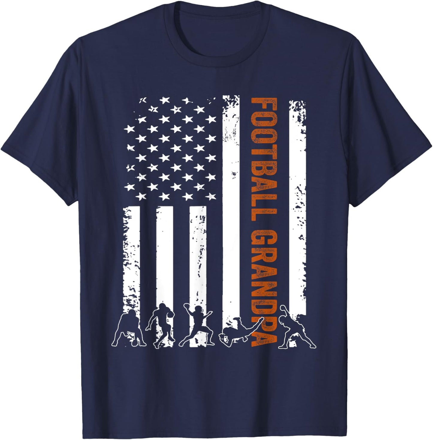 Football Grandpa Flag USA Gift Football Grandpa T-Shirt - T-Shirt | Navy